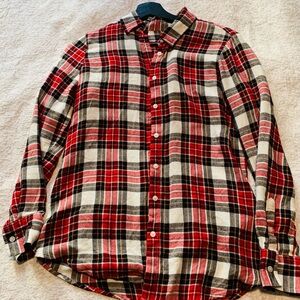 Banana Republic Red and White Plaid Button Down Shirt